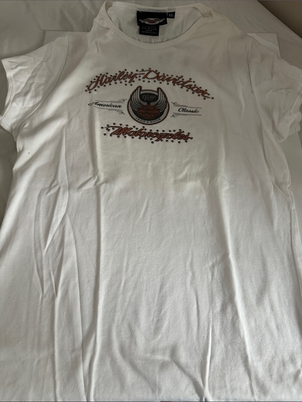 Harley-Davidson White Short Sleeve Tee with Brown and Black Logo